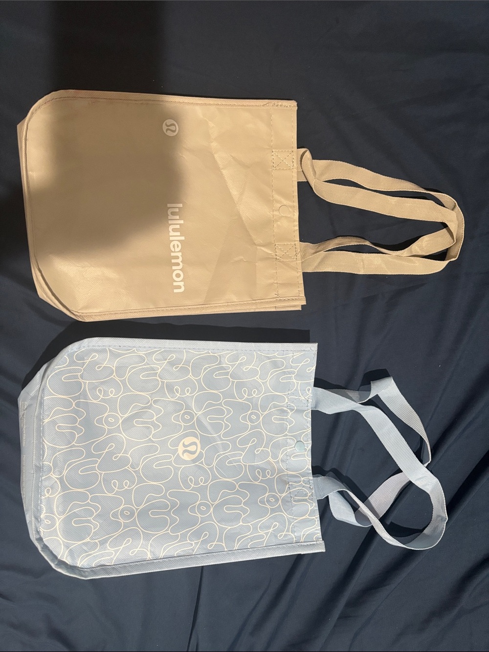 lululemon athletica Beige and Light Blue Reusable Tote Duo